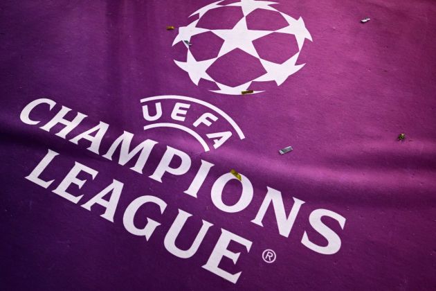 Carpet bearing UEFA Champions League logo after Manchester City victory in Istanbul