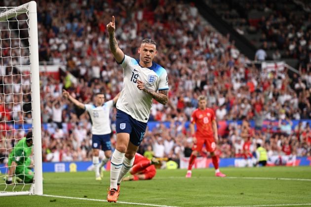 Kalvin Phillips celebrates his goal against North Macedonia in the Euro 2024 qualifiers