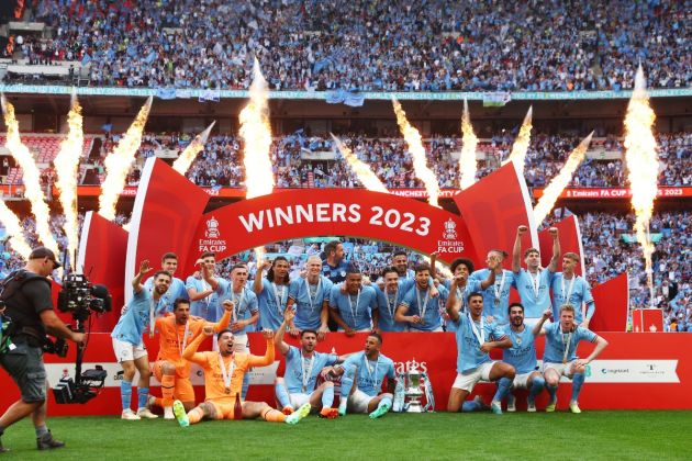 Manchester City lift FA Cup after derby day victory