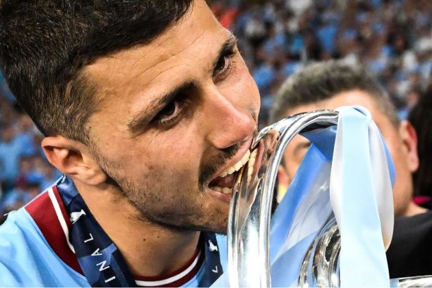 Rodri with the Champions League trophy