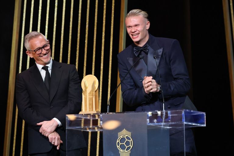 Erling Haaland wins Gerd Muller Trophy at Ballon d'Or ceremony.