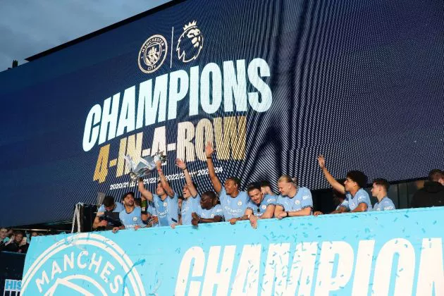 Manchester City celebrate their 23/24 season with their fans to cap off a remarkable campaign